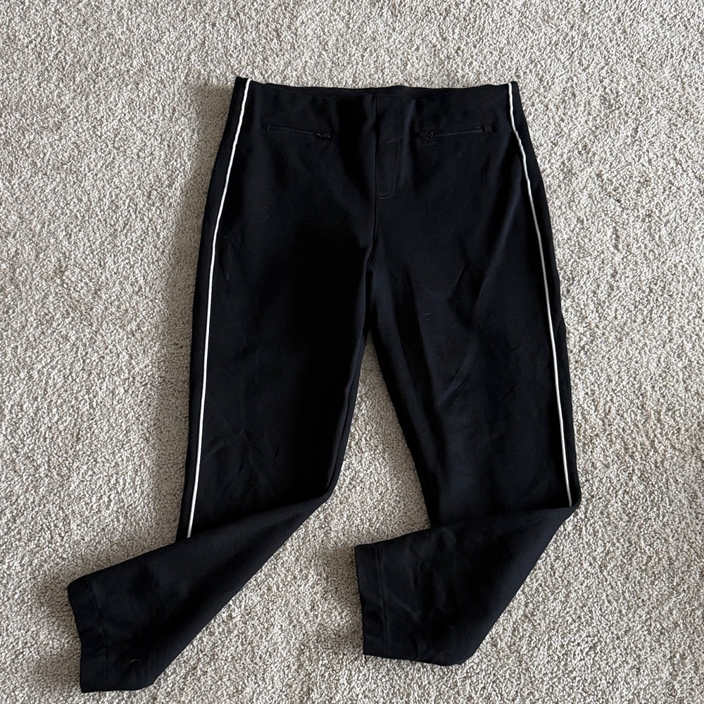 Spanx Black Pants with White Stripes